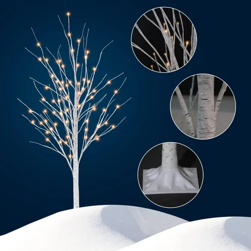 Vista 7 de Hooseng Árbol Iluminado de 4 pies, 5 pies y 6 pies, Paquete de 3, Lámpara de Árbol de Luces de Hadas Árbol Artificial para Festival, Fiesta