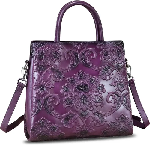 Vista 2 de Bolso bandolera de cuero genuino para mujer, bolso de mano con asa superior, hecho a mano, estilo vintage, bolso cruzado