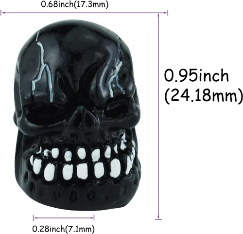 Vista 2 de Tapas de vástago de válvula de calavera para neumáticos de bicicleta, cubiertas de llanta de aire para la mayoría de vehículos, bicicletas, Negro