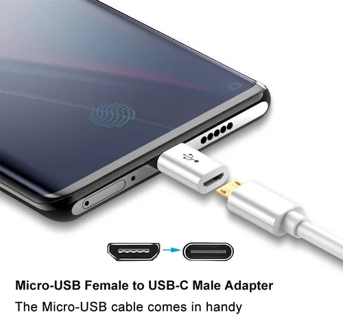 Vista 2 de Adaptador Micro USB a USB C (paquete de 4), adaptador Micro-USB hembra a USB-C macho OTG compatible con Samsung Galaxy, LG, Huawei, teléfonos