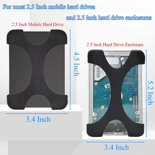 Vista 10 de 4 piezas de funda protectora de silicona para disco duro de 2.5 pulgadas, a prueba de golpes y caídas para proteger la seguridad de tu dispositivo