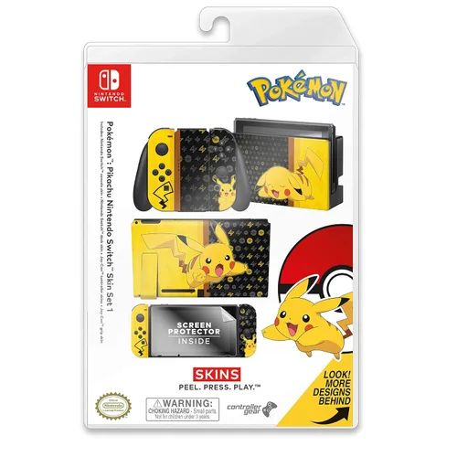 Vista 6 de Controller Gear Nintendo Switch Skin & Screen Protector Set - Pokemon - Pikachu Set 1 - Nintendo Switch