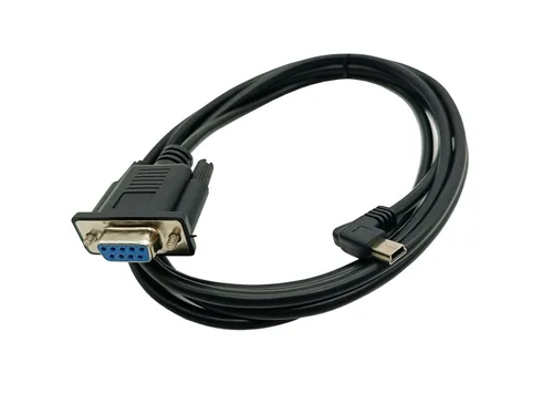 Vista 4 de Adaptador USB a serie RS232, USB Mini 5 pines macho a DB9 9 pines hembra convertidor serie cable 1.8M/6 pies (ángulo recto mini USB a serie RS232)