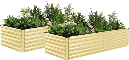 Vista 42 de NAVINE Cama de jardín elevada de 8 x 4 x 2 pies, macetas elevadas de metal grande, macetas para plantas al aire libre para verduras, flores