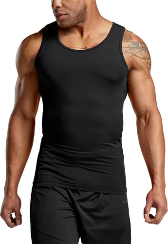 Vista 8 de ATHLIO Paquete de 3 camisetas sin mangas de compresión para hombre, para correr, baloncesto, entrenamiento, capa base