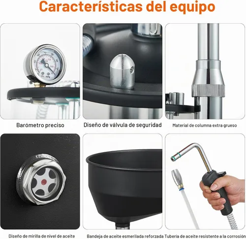 Vista 8 de Tanque de drenaje de aceite residual, extractor de drenaje de aceite y kit colector Drenador neumático para fluidos automotrices Contenedor