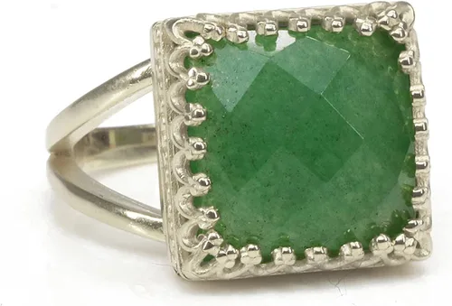Vista 6 de Lovely Green Aventurine Ring - Artisan-crafted Fashion Jewelry for Women - Statement Rings for Fashion, Healing Crystal Rings - Custom Size and