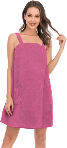 Vista 54 de Veseacky Toalla de baño para mujer con bolsillo, bata de spa ajustable y diadema facial