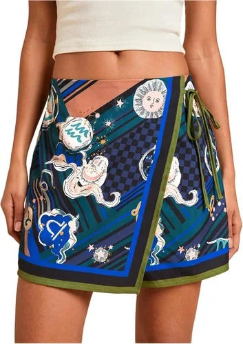 Vista 42 de SweatyRocks Mini faldas bohemias para mujer, pantalones cortos florales con Negro