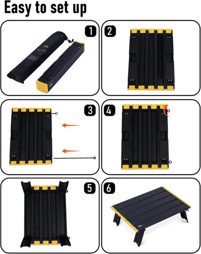 Vista 6 de iClimb - Mesa plegable ultraligera y compacta de mini playa y picnic de aluminio con bolsa de transporte, dos tamaños (negro - S)