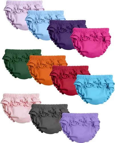 Vista 3 de City Threads Ruffle Diaper Cover for Baby Girls Soft Cotton, Made in USA Baby Girl Bloomers, Wear Over Disposable and Cloth
