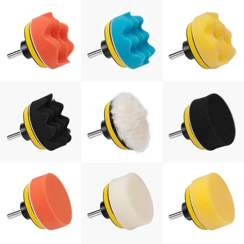 Vista 6 de Kit de almohadillas de pulido y pulido de 3 pulgadas, 11 almohadillas de pulido con adaptador de taladro, almohadilla pulidora de espuma para cera