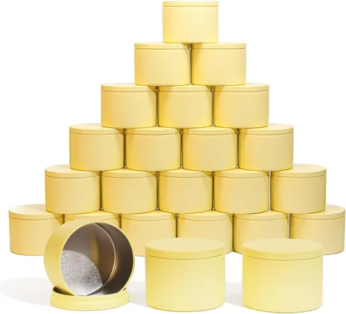 Vista 14 de Aroparc Latas para velas de 8 onzas con tapas, paquete de 24 tarros redondos de metal sin costuras, recipientes vacíos a granel para bricolaje Negro