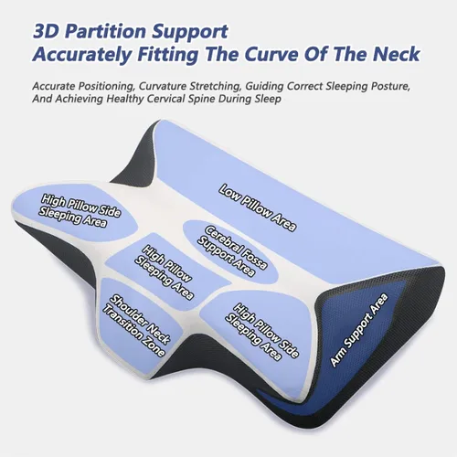 Vista 3 de APLUSH Almohada cervical para el cuello para aliviar el dolor, almohadas ergonómicas de espuma viscoelástica para dormir, almohada ortopédica