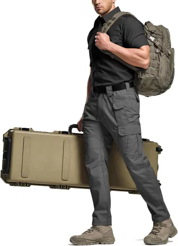 Vista 4 de CQR Camisas de trabajo de manga corta para hombre, camisetas tácticas militares Ripstop, para exteriores, UPF 50+, transpirable, para senderismo