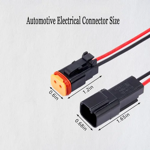 Vista 5 de 5 pares de conectores DT de 2 pines, impermeables, conectores eléctricos automotrices Deutsch, macho y hembra, con cable de 16 AWG, para automóvil