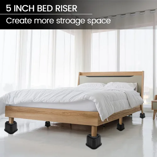 Vista 5 de MYMULIKE Elevadores de cama de 5 pulgadas, elevadores de cama resistentes que soportan hasta 6000 libras para sofá, mesa, sofá, silla o escritorio