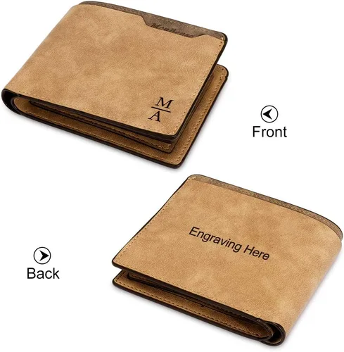 Vista 8 de Lovejewelry Carteras personalizadas para hombres, cartera de piel grabada con fotos para papá e hijo, Style 6, Vintage