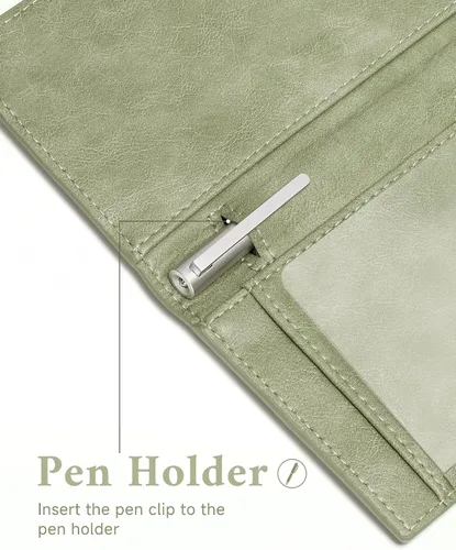 Vista 6 de Zreal Funda para chequera con función de bloqueo RFID para hombres y mujeres, verde ( Aloe Green ), Elegante