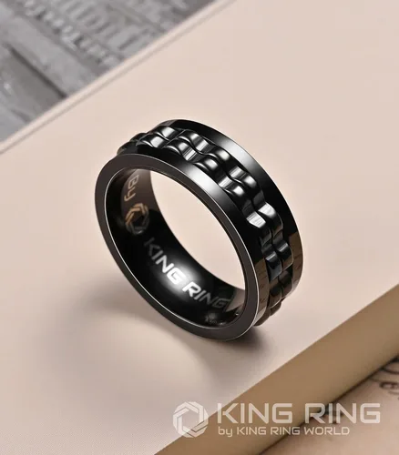 Vista 5 de King Ring Anillos giratorios de engranajes de 0.315 pulgadas Anillos para ansiedad ultra pulidos para hombres y mujeres Diseñado en Estados Unidos