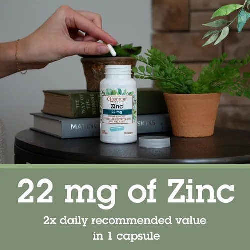 Vista 4 de Quantum Health - Suplemento diario de gluconato de zinc de 22 mg para aumentar la inmunidad que apoya la energía, ojos saludables, cabello, piel