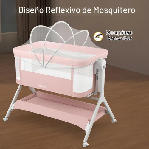 Vista 5 de INFANS - Moisés de bebé 5 en 1 con mecedora manual suave Rosa
