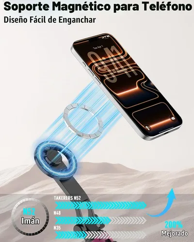 Vista 3 de Trípode Magnético para iPhone, Palo de Selfie Portátil Trípode para Teléfono con Control Remoto, Soporte de Cuatro Patas para Teléfono Celular