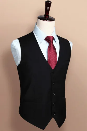 Vista 2 de HISDERN Chaleco de traje para hombre con 3 bolsillos para traje o esmoquin
