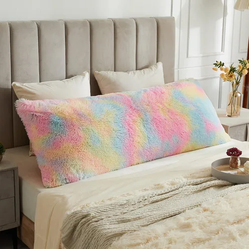 Vista 9 de LIFEREVO Funda de almohada corporal de pelo sintético desgrenado, funda de almohada lumbar súper suave y de pelo sintético para sofá o cama, funda