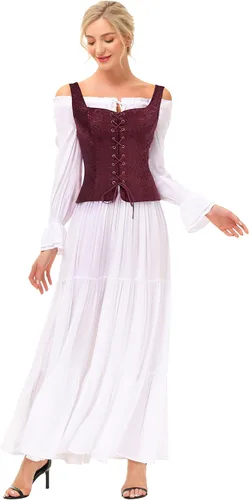 Vista 5 de Scarlet Darkness Women's Pirate Renaissance Vest Cosplay Costume Peasant Bodice