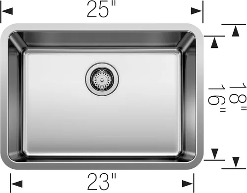 Vista 2 de BLANCO, Fregadero de cocina FORMERA de acero inoxidable 442766 con un solo tazón, 25 x 18 pulgadas