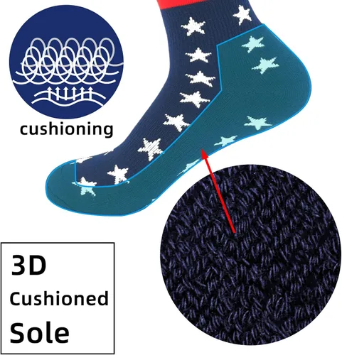 Vista 3 de Calcetines atléticos hasta la rodilla con la bandera estadounidense para béisbol, fútbol, sóftbol y fútbol