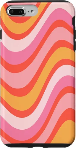 Vista 11 de iPhone 13 Pro Retro Liquid Swirl patrón de líneas onduladas rosa mandarina naranja funda