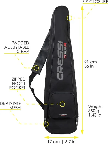 Vista 3 de Cressi Bolsa espaciosa para aletas de buceo Material resistente fuerte Bolsillo frontal Correa de hombro ajustable Cierre de cremallera