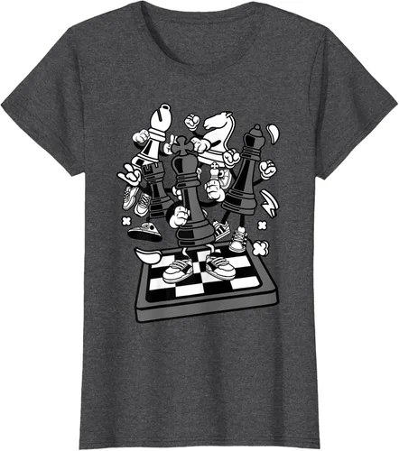 Vista 3 de Figura cómica Camiseta de tablero de ajedrez jugador de ajedrez Azul Marino