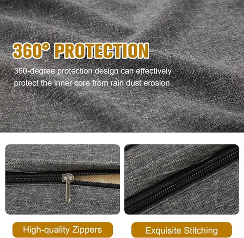Vista 2 de 7 fundas de repuesto para sofá de mimbre para patio al aire libre, lavables, fundas de repuesto para asiento y respaldo, gris oscuro