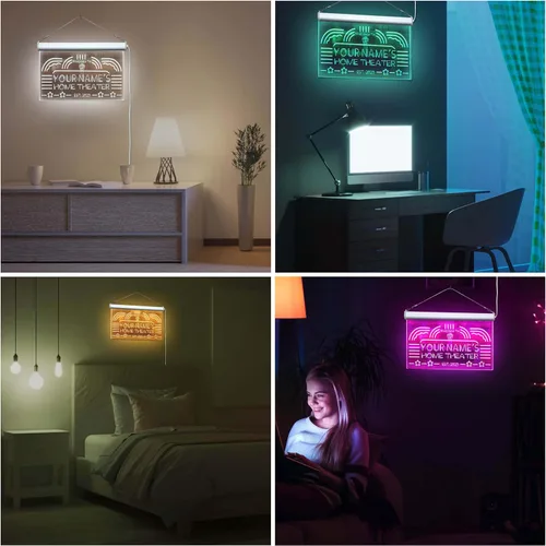 Vista 6 de ADVPRO Letrero de neón LED de un solo color personalizado para cine en casa, decoración de año establecido, 12 x 8.5 pulgadas, st4s32-ph1-tm-b Azul