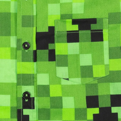 Vista 4 de Minecraft Creeper - Camisa de vestir de manga corta con botones