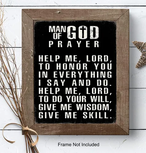 Vista 7 de Arte de pared religioso y decoración para hombres, regalos católicos cristianos para hombres, marido, él, póster inspirador motivacional espiritual