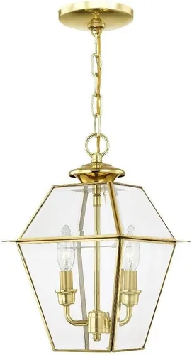Vista 9 de Livex Lighting 2285-01 Westover - Farol colgante para exteriores, 2 luces, latón antiguo