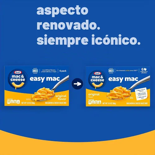 Vista 4 de Kraft Easy Mac Original Macarrones & Cheese Cena apta para microondas (6 paquetes) for Easy Dinner or Dinner Sides No Artificial Flavors