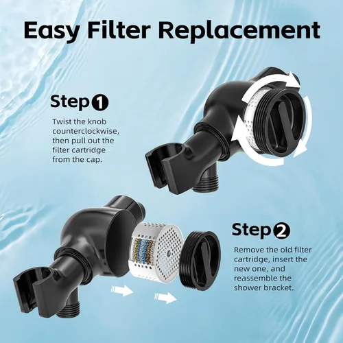 Vista 4 de High Pressure Filtered Shower Head with Handheld, 9 Spray Modes 4.7" Shower Head, 59" long hose, 10 Layers Filter for Hard Water, Remove Chlorine
