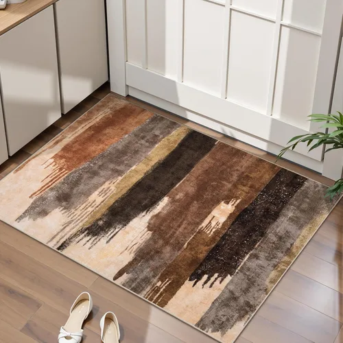 Vista 78 de Ciicool Alfombra moderna abstracta de 2 x 3 pulgadas, lavable, pequeña, antideslizante, de pelo bajo, alfombra de entrada plegable para cocina