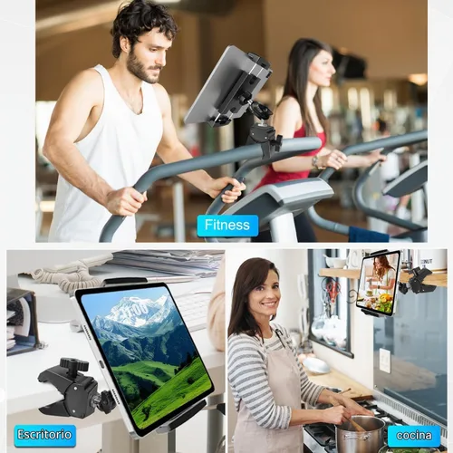 Vista 7 de Soporte de micrófono para tableta, soporte giratorio de 360° para iPad soporte para teléfono iPad soporte para micrófono, cinta de correr, bicicleta