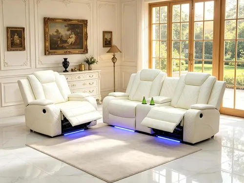 Vista 52 de Juego de sofás reclinables eléctricos, juegos de muebles de sala de estar, sofá reclinable eléctrico moderno negro, sofá biplaza y silla