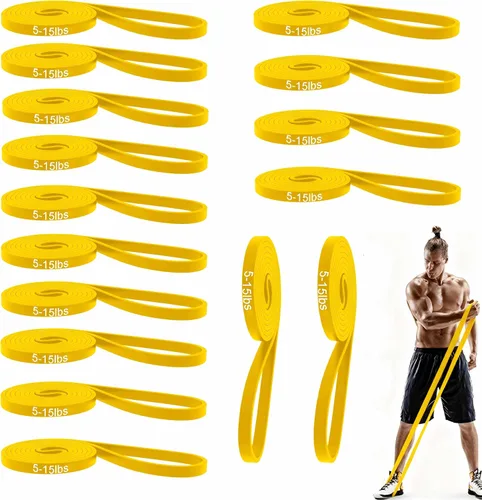 Vista 7 de Juego de 16 bandas de resistencia, bandas elásticas de entrenamiento prémium para gimnasio en casa, entrenamiento de fuerza, yoga y terapia física