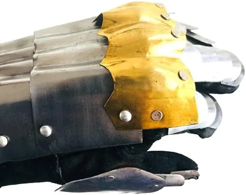 Vista 3 de Guantes medievales de armadura de guantelete LARP SCA Guantes Guantes de cruzado de caballero vikingo guantes de armadura gótica funcionales