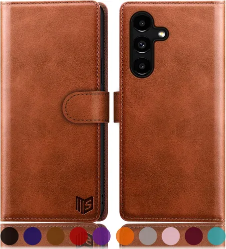 Vista 9 de SUANPOT Funda tipo cartera para Samsung Galaxy S24 5G con bloqueo RFID, tarjetero de crédito, funda protectora de piel sintética con tapa para Negro