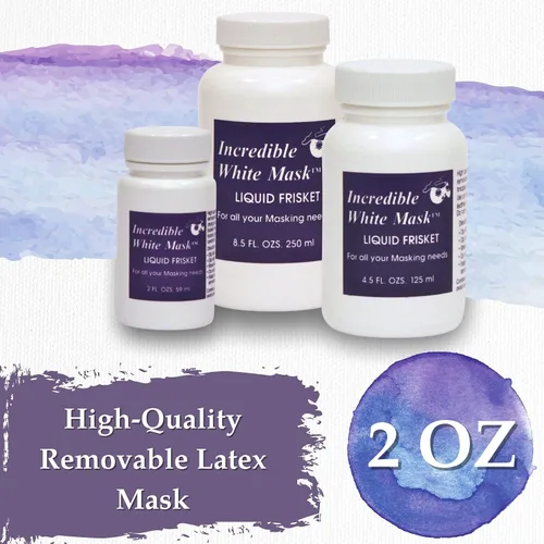 Vista 2 de Grafix Incredible White Mask - Mascarilla líquida de látex extraíble confiable para medios a base de agua, perfecta para usar con tintas de alcohol