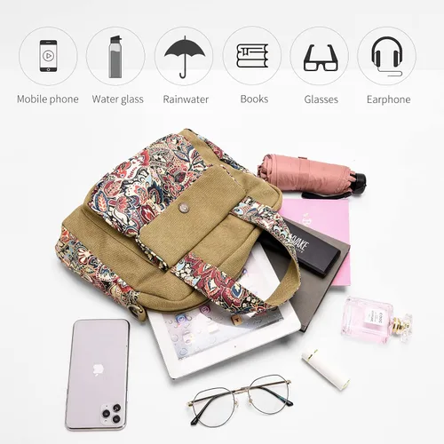 Vista 5 de Black Butterfly Bolsa de hombro de lona de alta calidad bolsa con asa superior para mujeres y niñas estilo ligero y pequeño